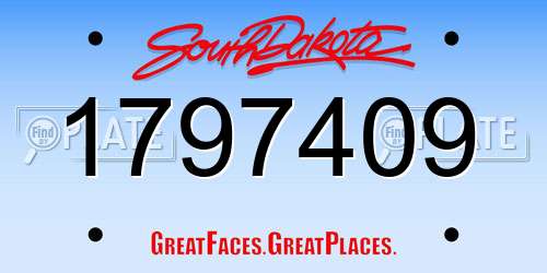 1797409 South Dakota License Plate