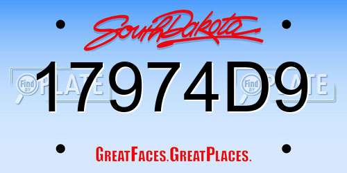 17974D9 South Dakota License Plate