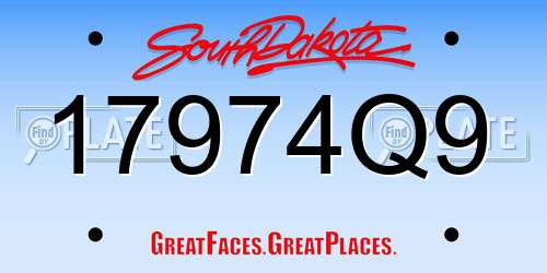 17974Q9 South Dakota License Plate