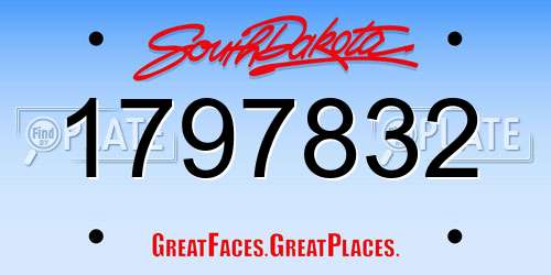 1797832 South Dakota License Plate