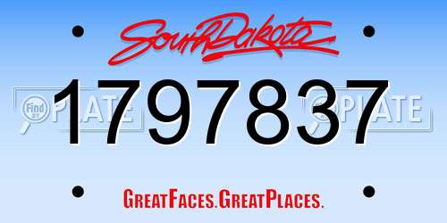 1797837 South Dakota License Plate