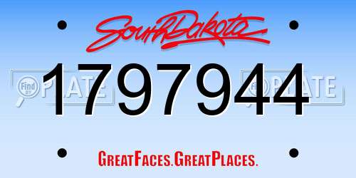 1797944 South Dakota License Plate