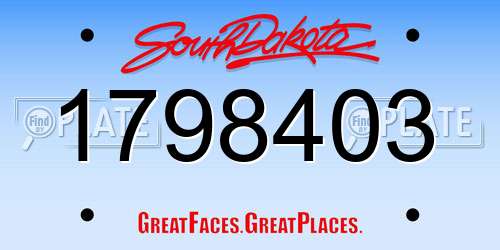 1798403 South Dakota License Plate