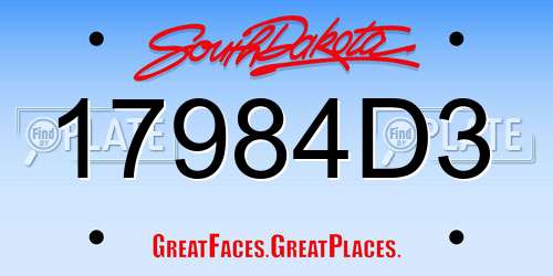 17984D3 South Dakota License Plate