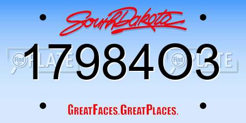 17984O3 South Dakota License Plate