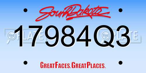 17984Q3 South Dakota License Plate