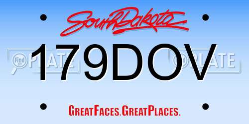 179DOV South Dakota License Plate