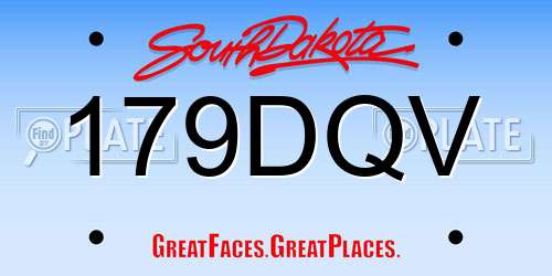 179DQV South Dakota License Plate