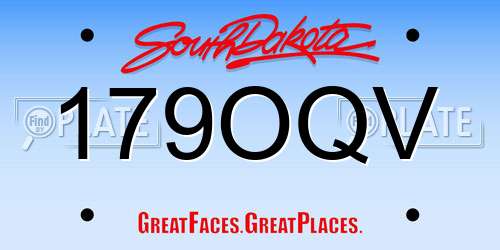179OQV South Dakota License Plate