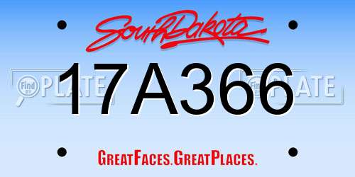 17A366 South Dakota License Plate
