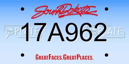 17A962 South Dakota License Plate