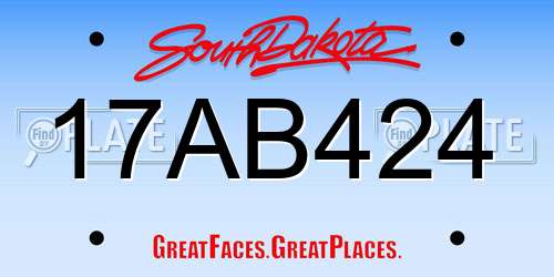 17AB424 South Dakota License Plate