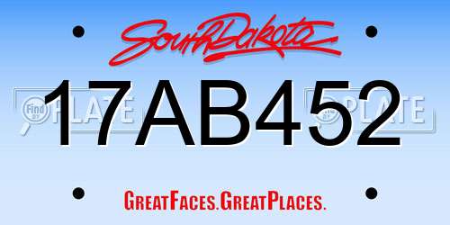 17AB452 South Dakota License Plate