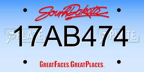 17AB474 South Dakota License Plate