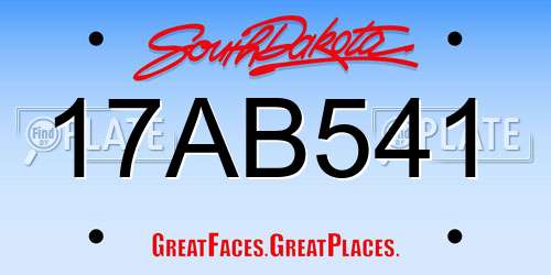 17AB541 South Dakota License Plate