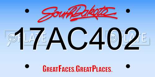 17AC402 South Dakota License Plate