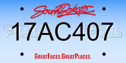 17AC407 South Dakota License Plate