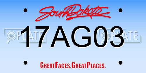 17AG03 South Dakota License Plate