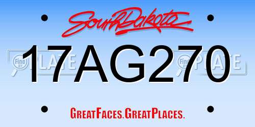 17AG270 South Dakota License Plate
