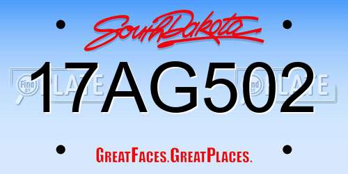 17AG502 South Dakota License Plate