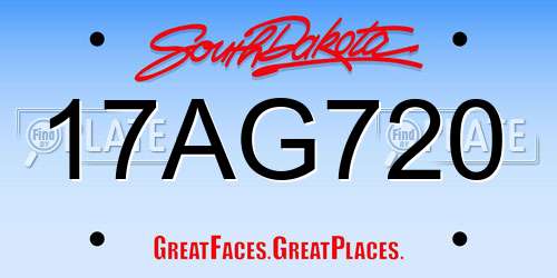 17AG720 South Dakota License Plate