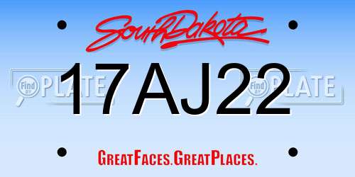17AJ22 South Dakota License Plate