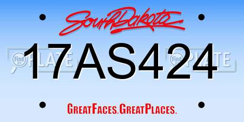 17AS424 South Dakota License Plate