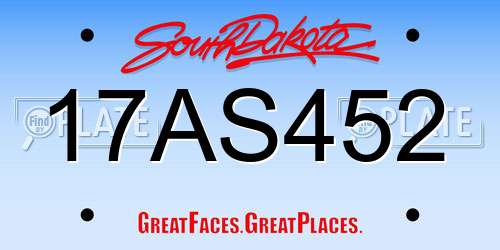 17AS452 South Dakota License Plate