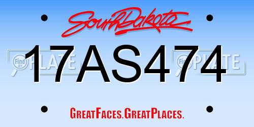 17AS474 South Dakota License Plate