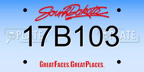 17B103 South Dakota License Plate