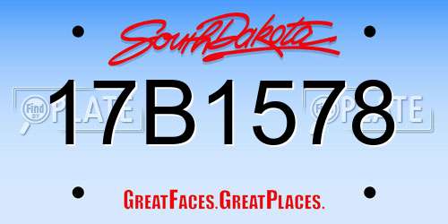 17B1578 South Dakota License Plate