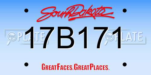 17B171 South Dakota License Plate