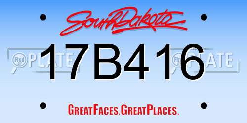 17B416 South Dakota License Plate