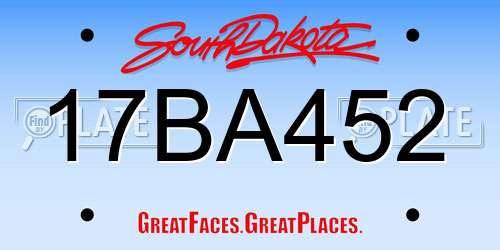 17BA452 South Dakota License Plate