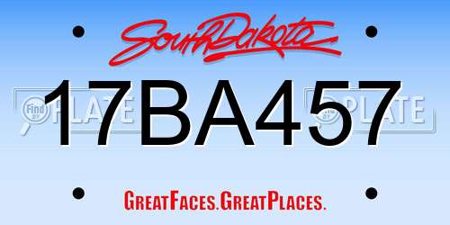 17BA457 South Dakota License Plate