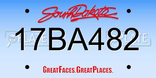 17BA482 South Dakota License Plate