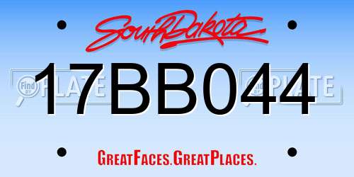 17BB044 South Dakota License Plate