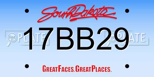 17BB29 South Dakota License Plate