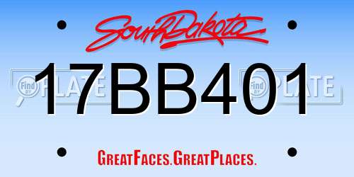 17BB401 South Dakota License Plate
