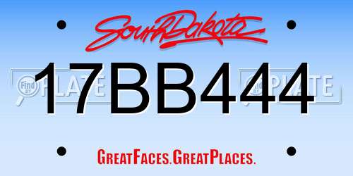 17BB444 South Dakota License Plate