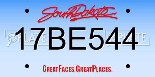 17BE544 South Dakota License Plate