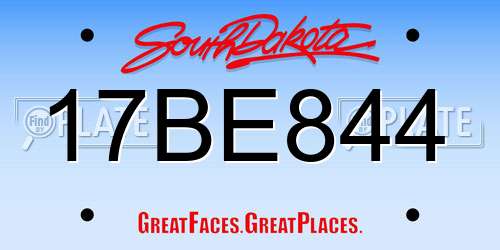 17BE844 South Dakota License Plate