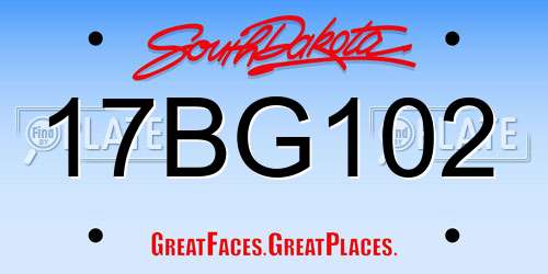 17BG102 South Dakota License Plate
