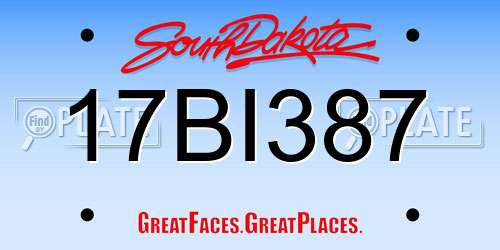 17BI387 South Dakota License Plate