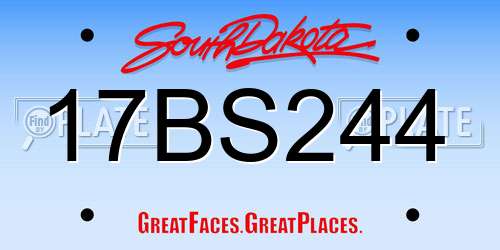 17BS244 South Dakota License Plate