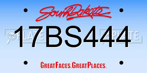 17BS444 South Dakota License Plate