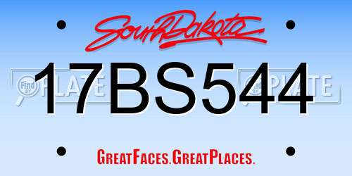 17BS544 South Dakota License Plate
