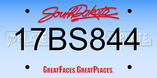 17BS844 South Dakota License Plate