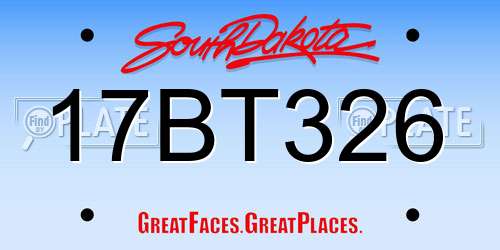 17BT326 South Dakota License Plate