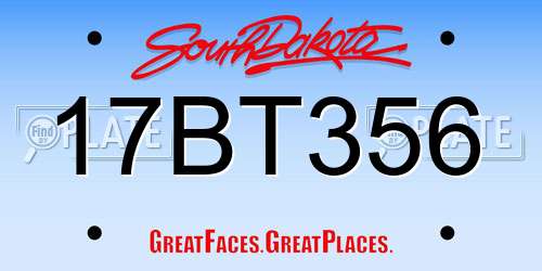 17BT356 South Dakota License Plate